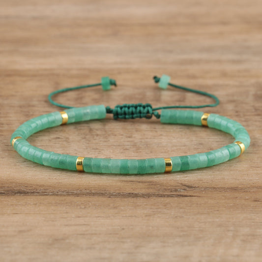 Natural Green Aventurine Woven Bracelet