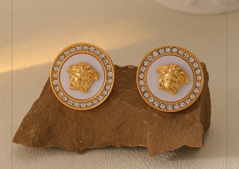 Retro Matte Avatar Coin Stud Earrings