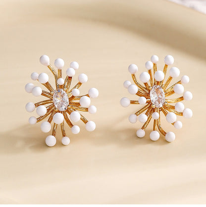 White Oil Dripping Firework Earrings