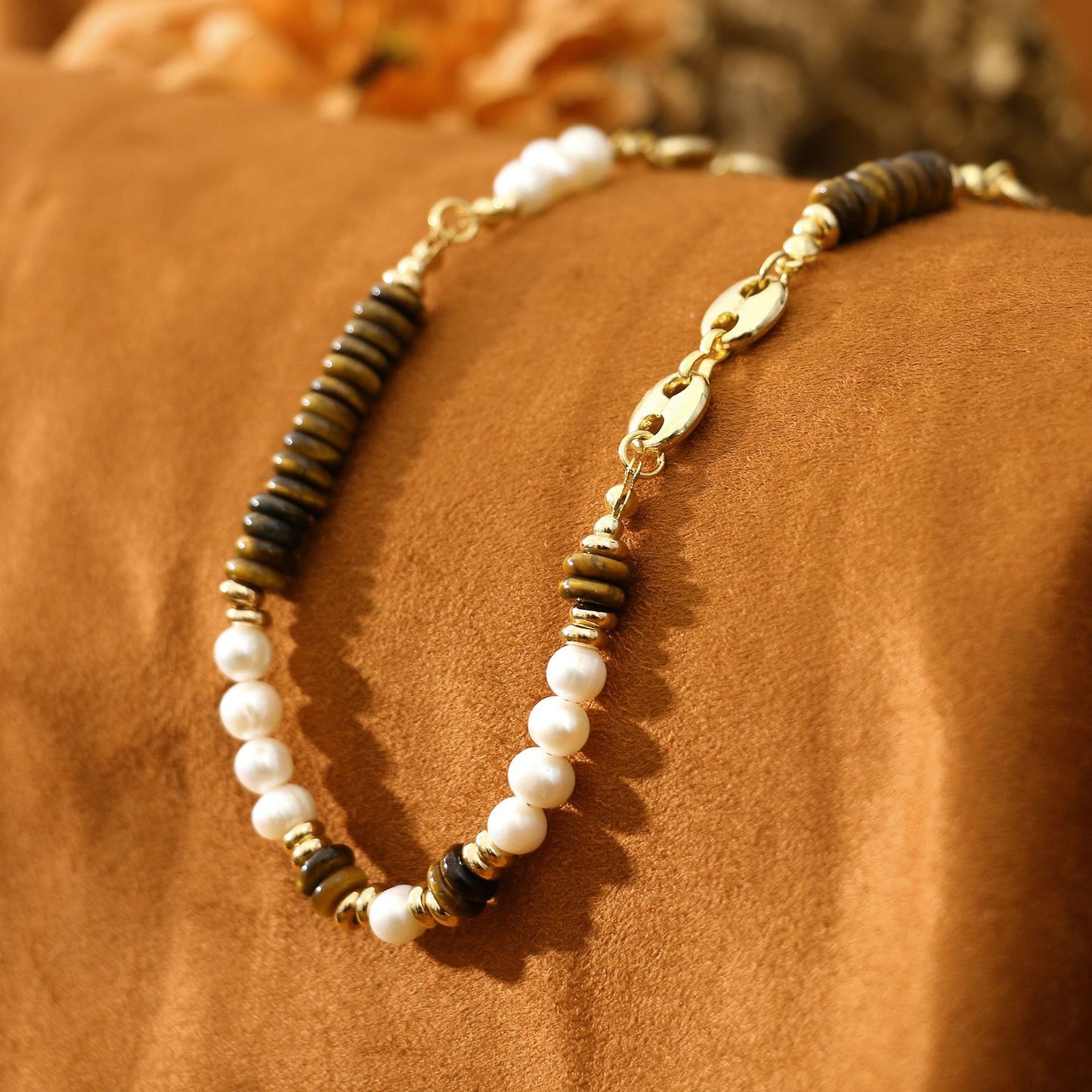 Tiger Eye Natural Freshwater Pearl Necklace