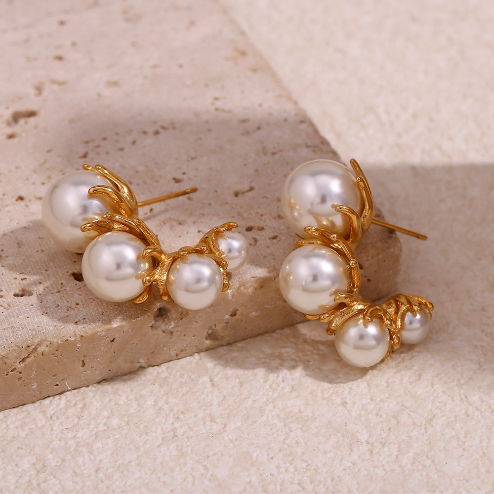 18K Gold Plated Daisy Pearl Waterproof Earrings